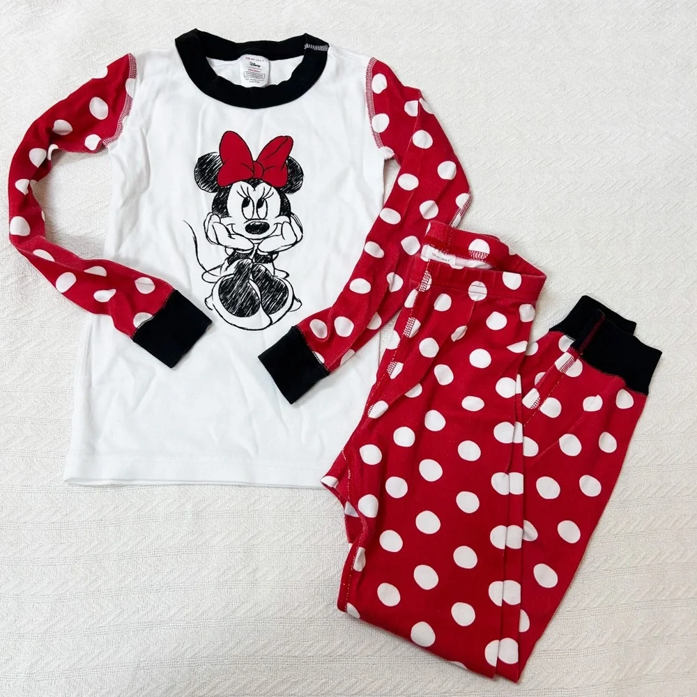 Hanna Andersson | Disney Minnie Mouse Pajamas - sz 6-7, red polka dots, two pc